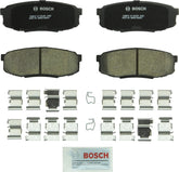 Bosch BC1304 front packaging showing rear pad set and included hardware for easy identification