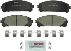 Bosch BC1324 ceramic pad close-up highlighting shim and coating for reduced noise