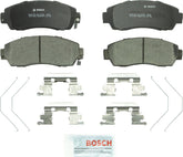 Bosch BC1521 front packaging showing pads and included hardware, improved install speed