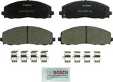 Bosch BC1589 front packaging showing pads and hardware, ensuring easier installation