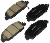 Bosch BC1654 front pad set front view showing pads and hardware for quiet braking benefit