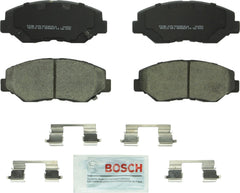 Bosch BC914 front packaging showing pads and included hardware, highlighting reliable fit
