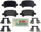 Bosch BE828H rear pads in box showing protective blue towel and hardware, easy installation
