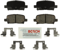Bosch BE865H front view showing packaged rear pads and included hardware for quick installation