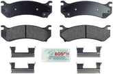 Bosch BE785H front pad set showing pads and hardware for easy OE fit and quiet stops