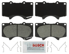 Bosch BSD976 front pad packaging showing pads and included hardware for reliable replacement