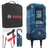 Bosch C80‑Li front view showing compact charger and display, Bosch reliability for fast charging