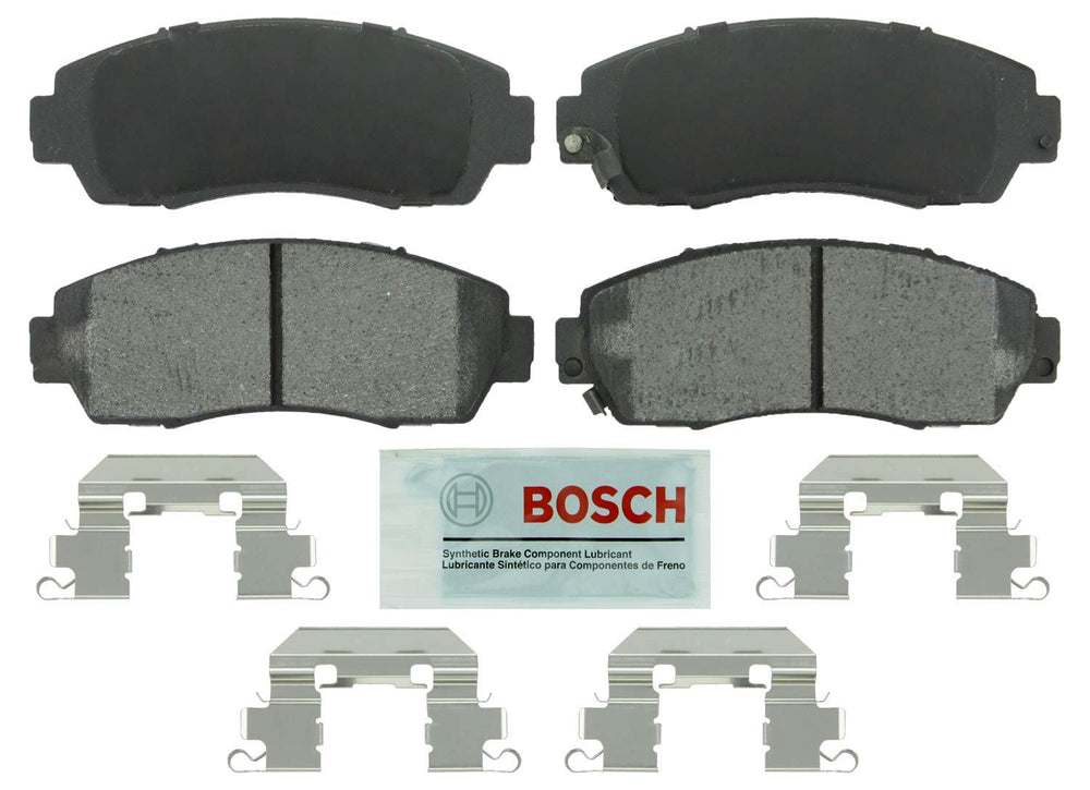 Bosch BE1089H front packaging showing complete pad set and hardware, reliable fit