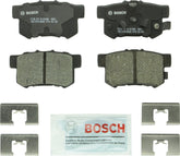 Bosch QuietCast BC1086 front view showing complete rear pad set and hardware, ensures easy installation
