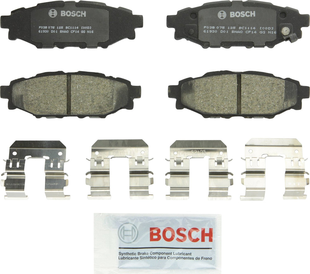 Bosch QuietCast BC1114 front view showing pad shape and fit for easy replacement