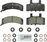 Bosch QuietCast BC369 front packaging showing included pads and hardware, reliable replacement