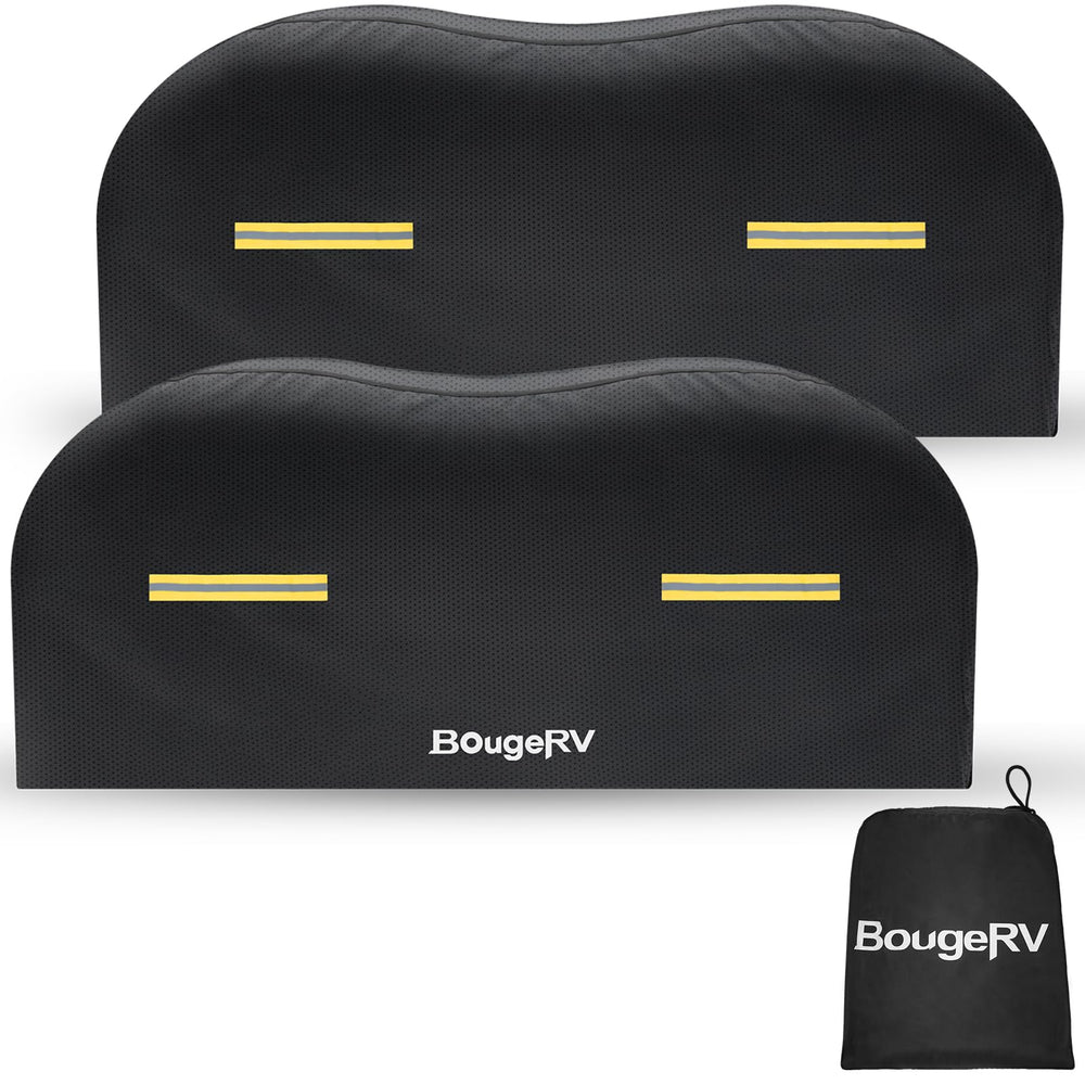 BougeRV front view of dual axle tire covers showing full coverage and fit