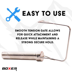 Boxer pins installed on trailer hitch demonstrating secure towing connection