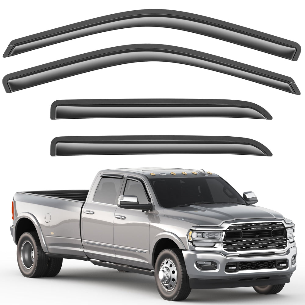 Breejoy front door visor installed on Ram showing clean fit and improved ventilation
