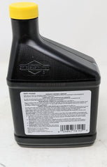 Briggs & Stratton fuel treatment bottle highlighting stabilizer benefit