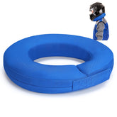 Briwooody front view of blue neck brace showing full 360 shape and support