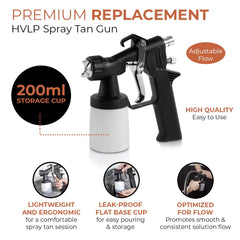 Bronze Tan replacement gun 200 mL cup detail for quick refill and accurate dosing