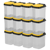 Buddeez front pack of 12 clear bins showing organized storage benefit