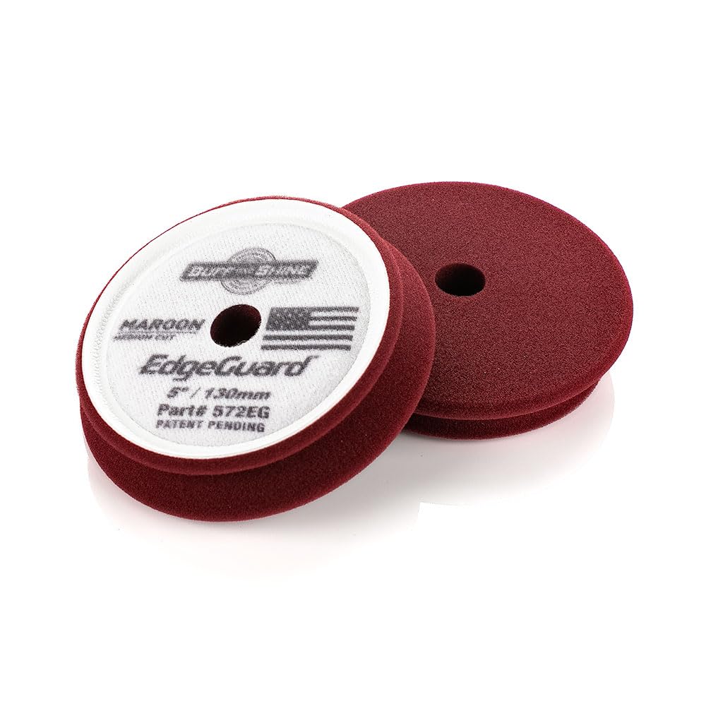 Buff and Shine pad front view showing maroon foam and backing, consistent polishing