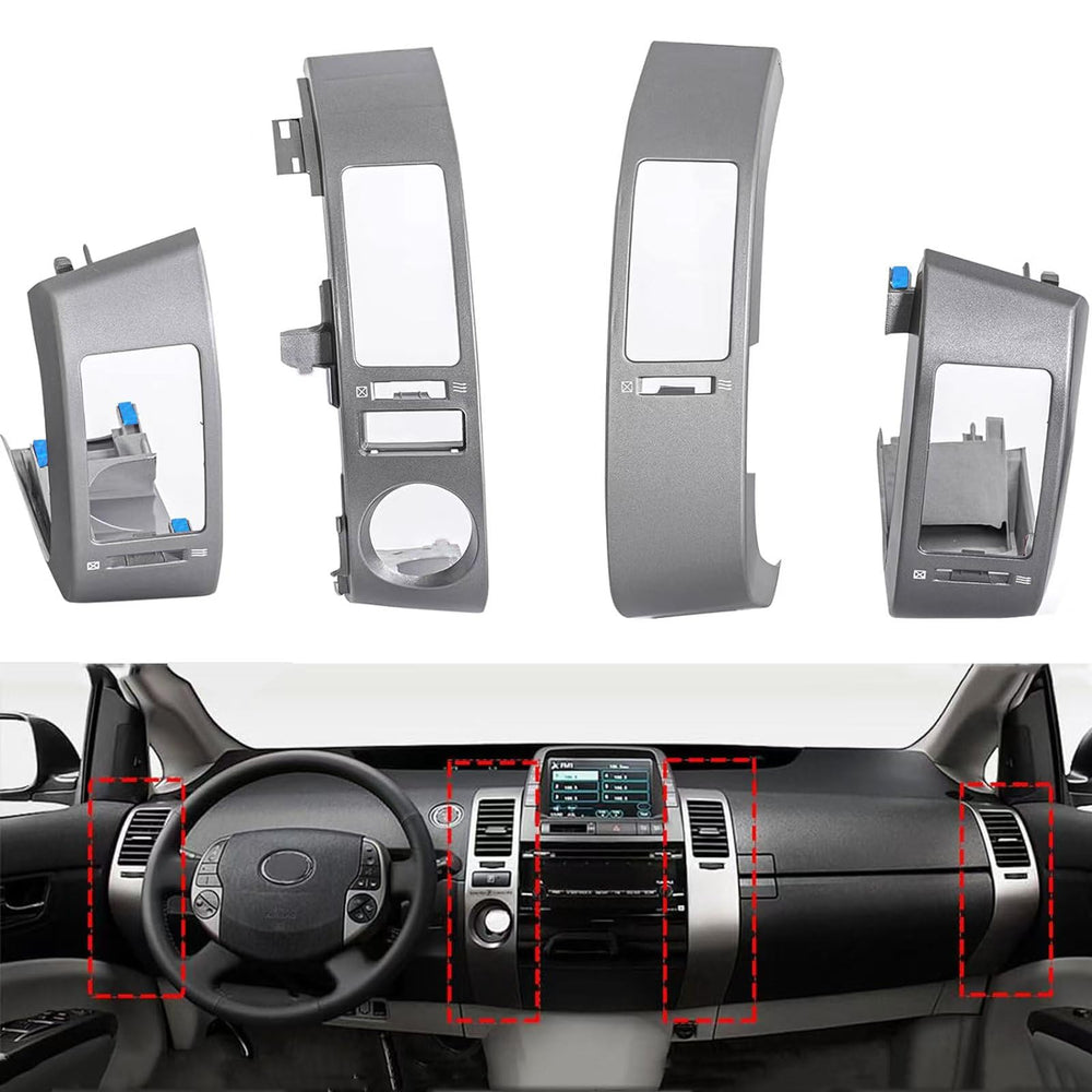 BULIAZY front view of four grey vent trims showing clean dash restoration benefit