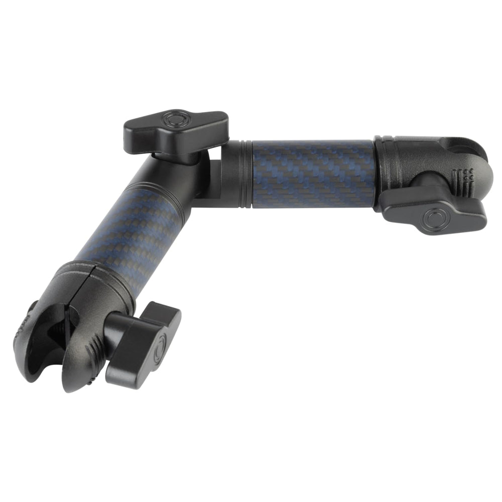 Bulletpoint front view of carbon fiber Kevlar mounting arm showing form and stability