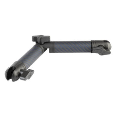 Bulletpoint front view of carbon fiber Kevlar arm showing low weight benefit