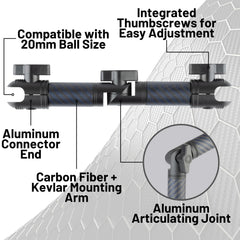 Bulletpoint mounting arm attached to device in use, demonstrating flexible positioning