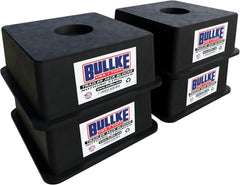 BULLKE front view of four blocks ready to stabilize jacks with durable support