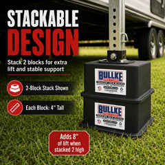 BULLKE stacked blocks illustrating adjustable height and secure leveling