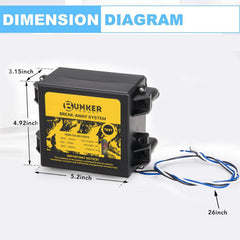 BUNKER INDUST breakaway switch mounted near hitch showing quick engagement for safety