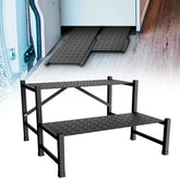 BuyGoe front view of two-step showing wide treads and sturdy frame for stable entry