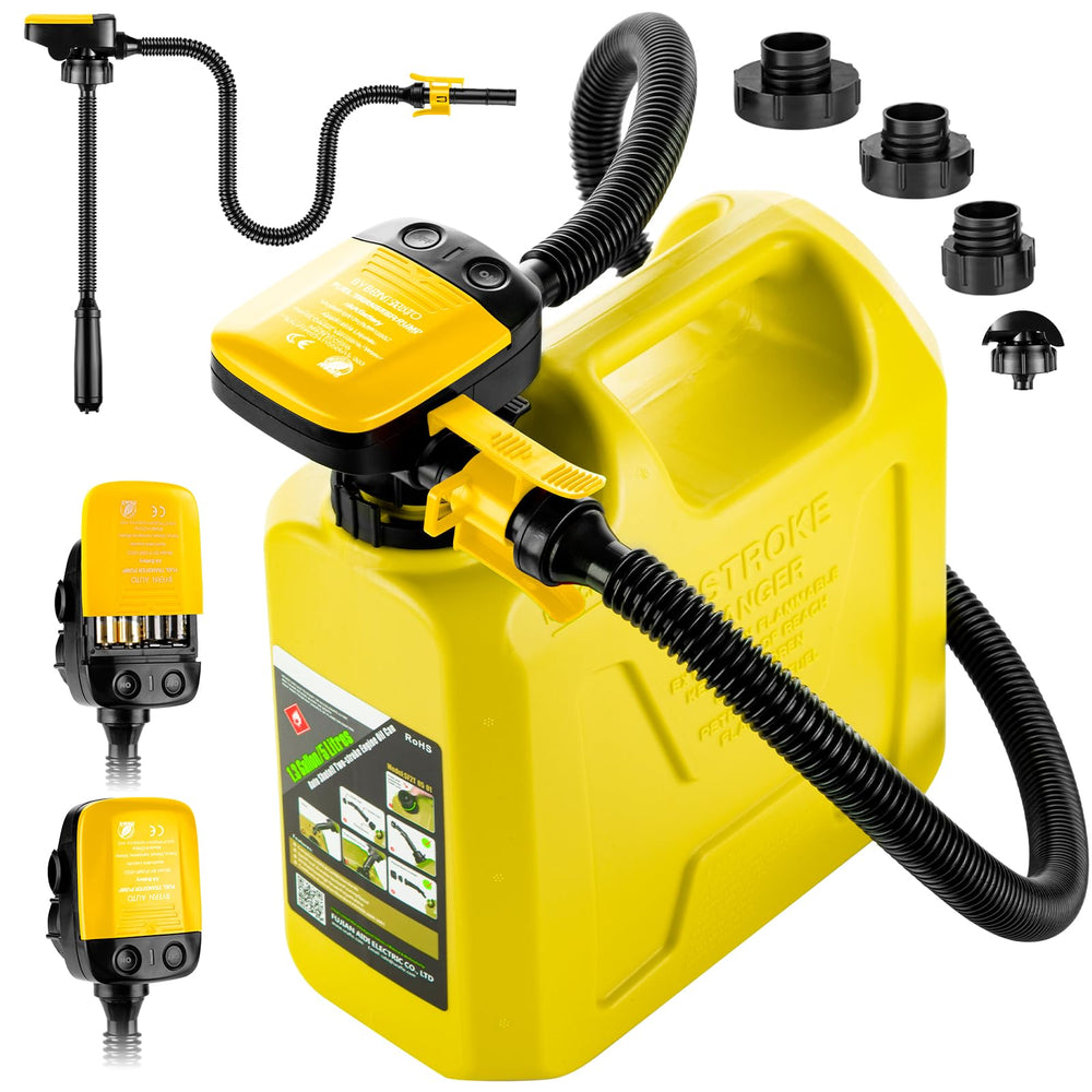 BYERNAUTO pump front view with adapters showing portable refueling convenience