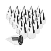 Cabtherlyn front view pack of 20 chrome spike caps shows polished finish and count