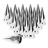 Cabtherlyn front view of pack of 20 chrome spike covers showing complete set and benefit of full replacement