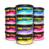 California Scents front packaging showing 12 assorted 1.5 oz cans and variety benefits
