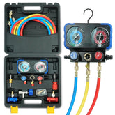 CALPOSE front view of manifold gauge set showing controls and gauges for accurate service
