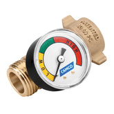 Camco brass regulator front view showing durable body and easy connection benefit