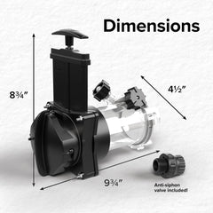 Camco Dual Flush Pro clear adapter close-up enabling visual confirmation of clean flow