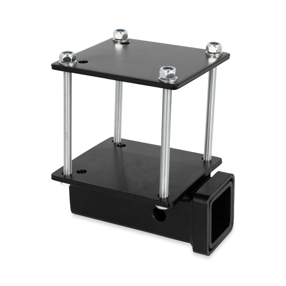 Camco hitch front view showing receiver and secure fit benefit