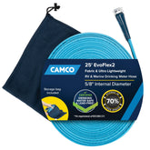 Camco EvoFlex2 front view showing full 25-foot hose and fittings for reliable water access