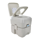 Camco front view showing assembled portable toilet for convenient restroom access