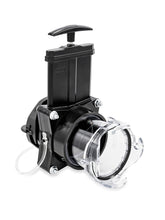 Camco front view showing gate valve and clear extension for secure connections