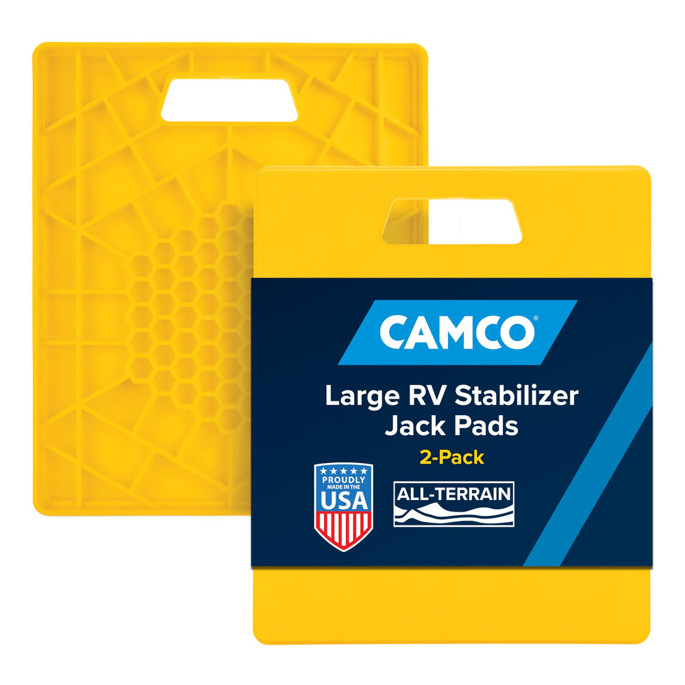 Camco pad front view showing durable base and improved stability benefit