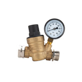 Camco regulator front view showing compact lead-free brass construction and quick hookup benefit
