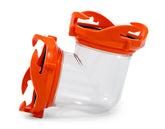 Camco front view of 90-degree tote tank adapter showing compact profile and secure fit