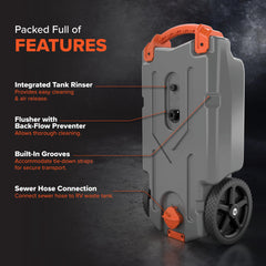 Camco Rhino interior rinser detail illustrating easy cleaning and complete rinse