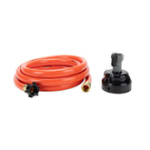 Camco front view of kit showing hose and rinser cap for easy cleanup