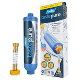 Camco Tastepure front view showing packaging and compact inline design benefit