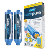 Camco Tastepure front view showing compact inline filter and easy connection benefit