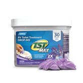 Camco front packaging showing 30-pack and lavender scent for travel freshness